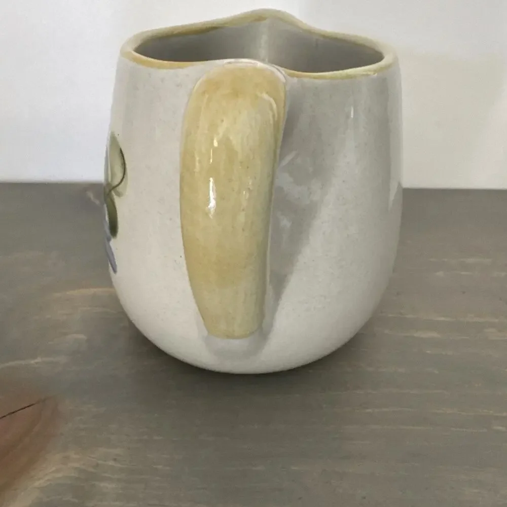 Louisville Stoneware Pitcher Country Flowers Yellow Kentucky Pottery 4.5” Inches
